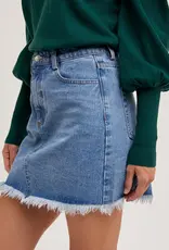 509 Broadway High Waist Denim Raw Hem Skirt