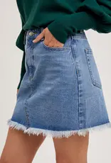 509 Broadway High Waist Denim Raw Hem Skirt