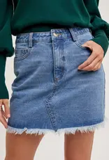 509 Broadway High Waist Denim Raw Hem Skirt