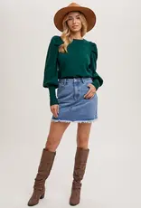 509 Broadway High Waist Denim Raw Hem Skirt