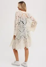 509 Broadway Crochet Open Front Bell Sleeve Cardigan