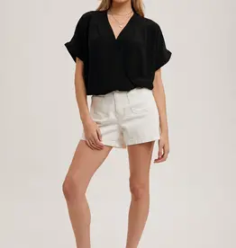 509 Broadway Sleeve Folded Wrap V-Neck Top
