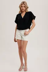 509 Broadway Sleeve Folded Wrap V-Neck Top