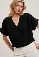 509 Broadway Sleeve Folded Wrap V-Neck Top
