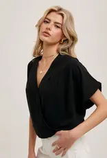 509 Broadway Sleeve Folded Wrap V-Neck Top