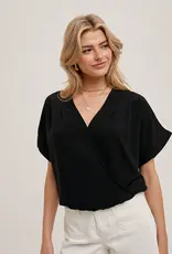 509 Broadway Sleeve Folded Wrap V-Neck Top