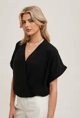 509 Broadway Sleeve Folded Wrap V-Neck Top