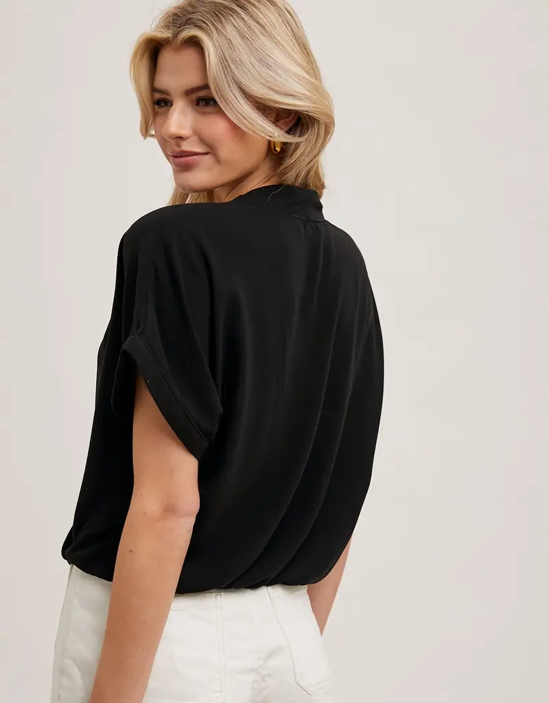 509 Broadway Sleeve Folded Wrap V-Neck Top