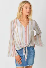 509 Broadway Tie Front Bell Sleeve Blouse