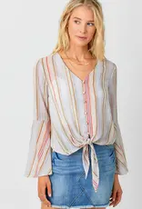 509 Broadway Tie Front Bell Sleeve Blouse