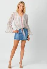 509 Broadway Tie Front Bell Sleeve Blouse