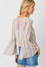 509 Broadway Tie Front Bell Sleeve Blouse