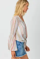 509 Broadway Tie Front Bell Sleeve Blouse