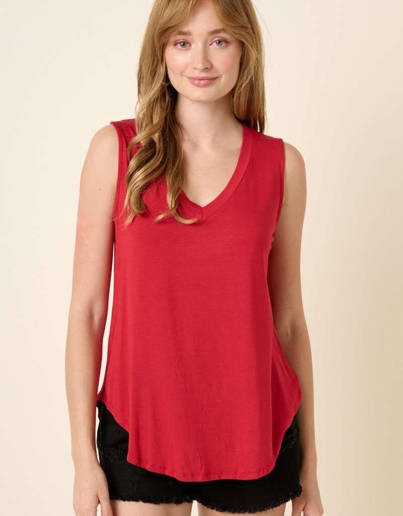 509 Broadway Bamboo V-Neck Sleeveless Top