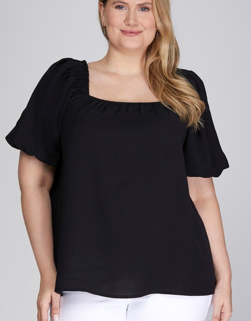 509 Broadway Plus Square Neck Woven Top
