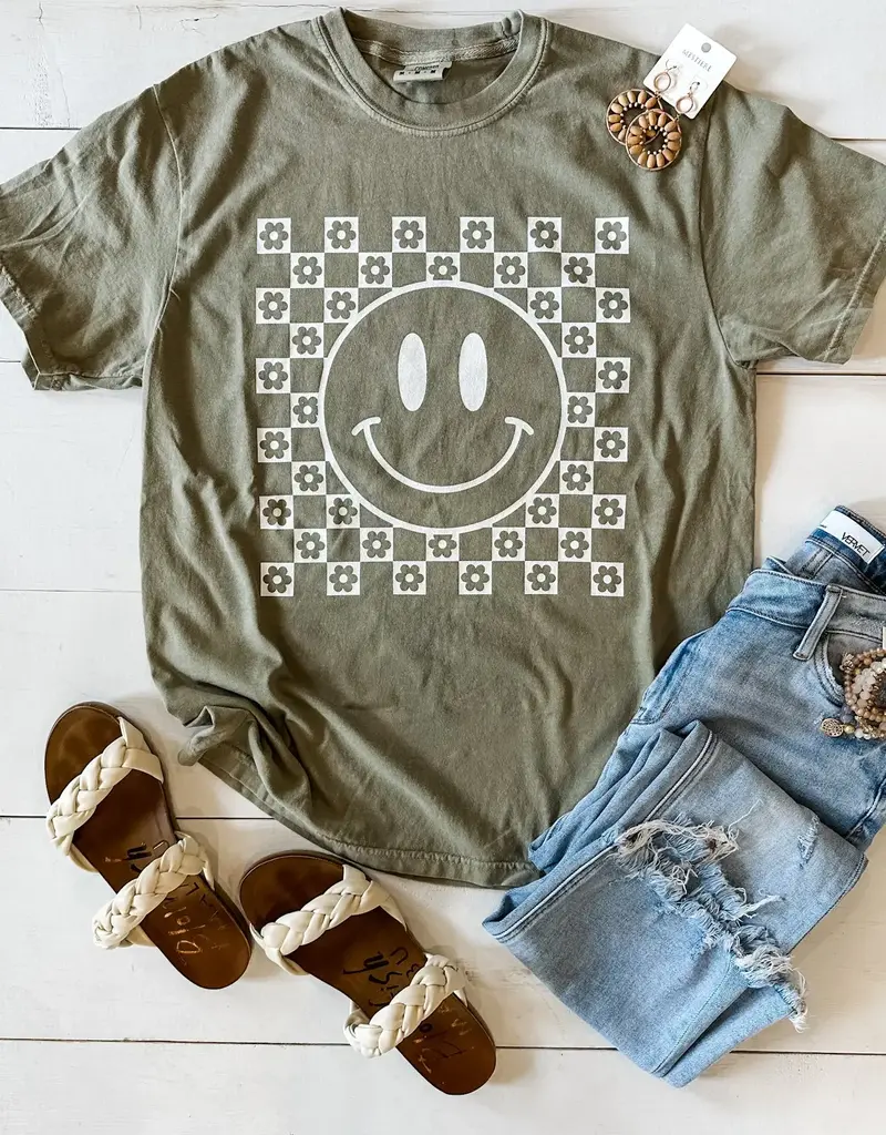 509 Broadway Checkered Flower Graphic