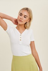 509 Broadway Button Up Knit Top Raw Edge