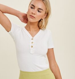 509 Broadway Button Up Knit Top Raw Edge
