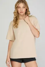 509 Broadway Short Sleeve Round Neck Knit Top