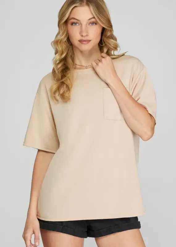 509 Broadway Short Sleeve Round Neck Knit Top