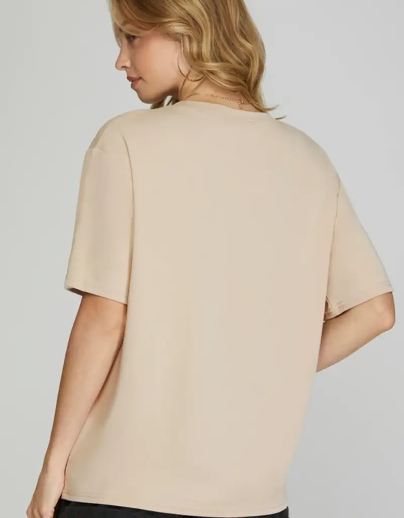 509 Broadway Short Sleeve Round Neck Knit Top