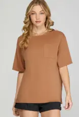 509 Broadway Short Sleeve Round Neck Knit Top