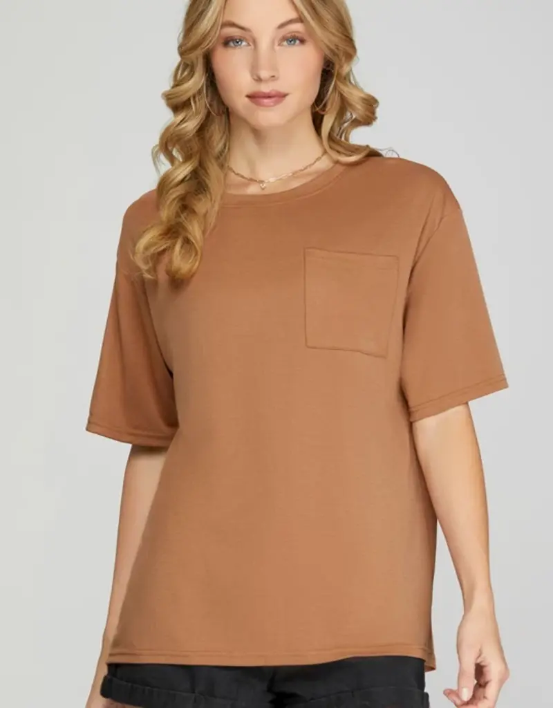 509 Broadway Short Sleeve Round Neck Knit Top
