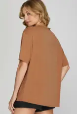 509 Broadway Short Sleeve Round Neck Knit Top