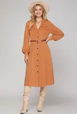 509 Broadway LS Button Down Pocket Dress