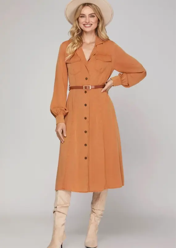 509 Broadway LS Button Down Pocket Dress