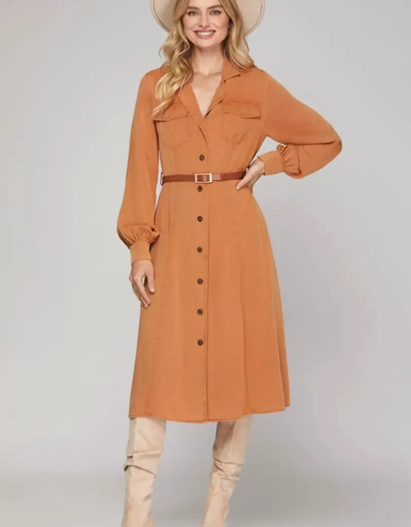 509 Broadway LS Button Down Pocket Dress