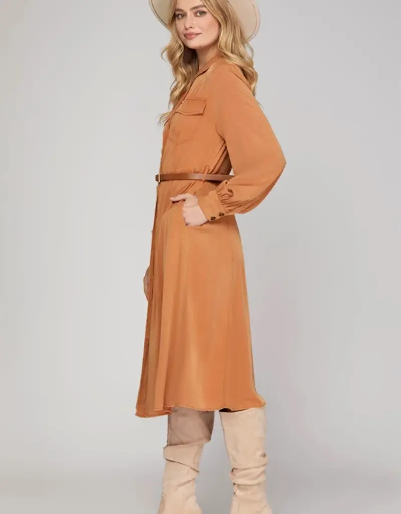 509 Broadway LS Button Down Pocket Dress