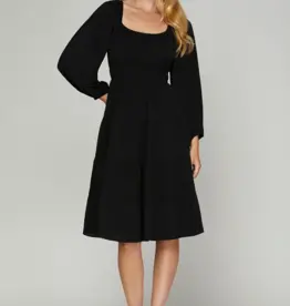 509 Broadway LS Woven Tiered Dress w/ Elastic Waist