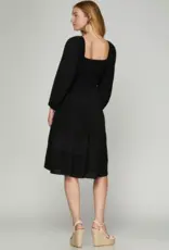 509 Broadway LS Woven Tiered Dress w/ Elastic Waist