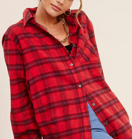509 Broadway Loose Fit Button Down Plaid Shirt