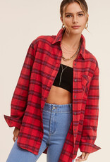 509 Broadway Loose Fit Button Down Plaid Shirt