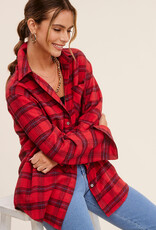 509 Broadway Loose Fit Button Down Plaid Shirt
