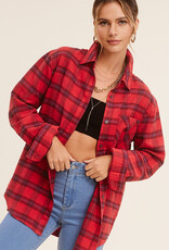 509 Broadway Loose Fit Button Down Plaid Shirt