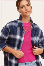 509 Broadway Loose Fit Button Down Cut Edge Plaid