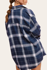 509 Broadway Loose Fit Button Down Cut Edge Plaid
