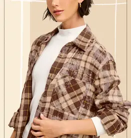 509 Broadway Acid Wash Button Down Plaid