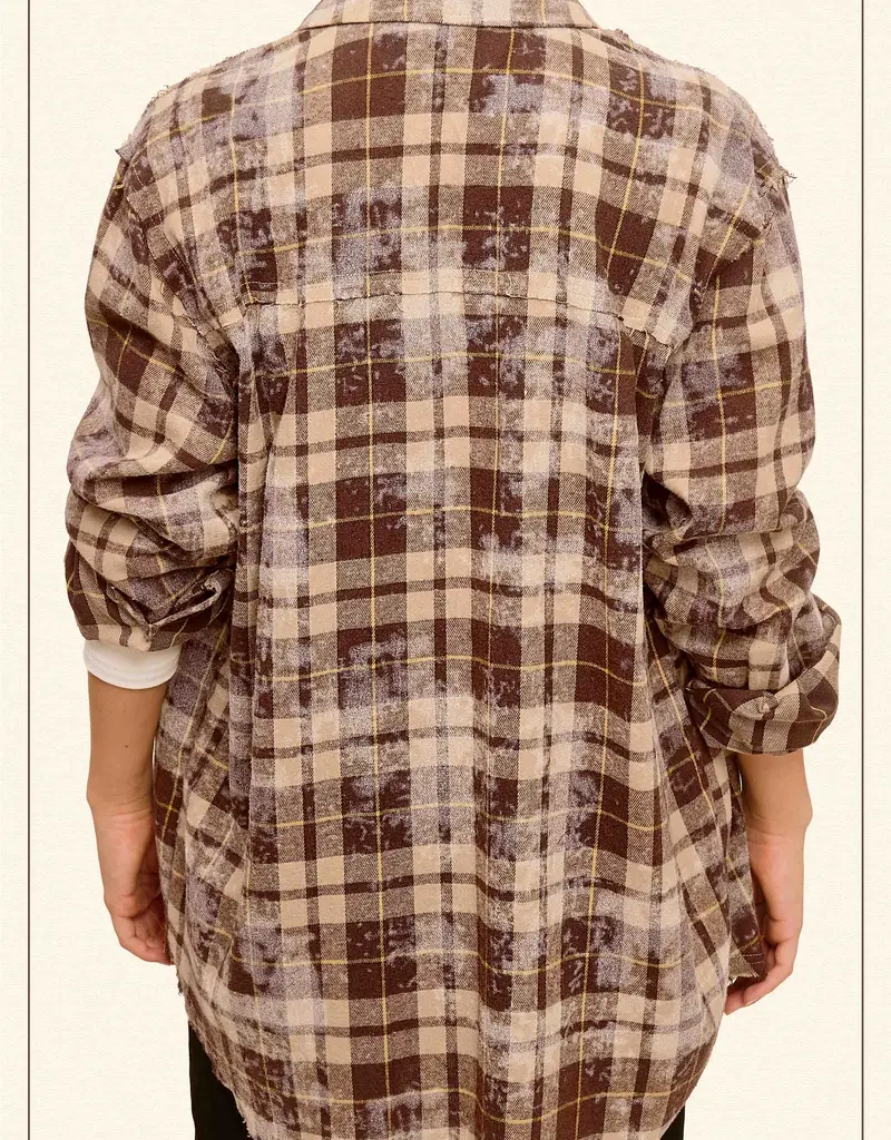 509 Broadway Acid Wash Button Down Plaid