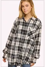 509 Broadway Acid Wash Button Down Plaid