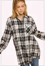 509 Broadway Acid Wash Button Down Plaid