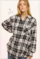 509 Broadway Acid Wash Button Down Plaid