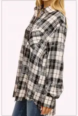 509 Broadway Acid Wash Button Down Plaid