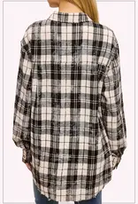 509 Broadway Acid Wash Button Down Plaid