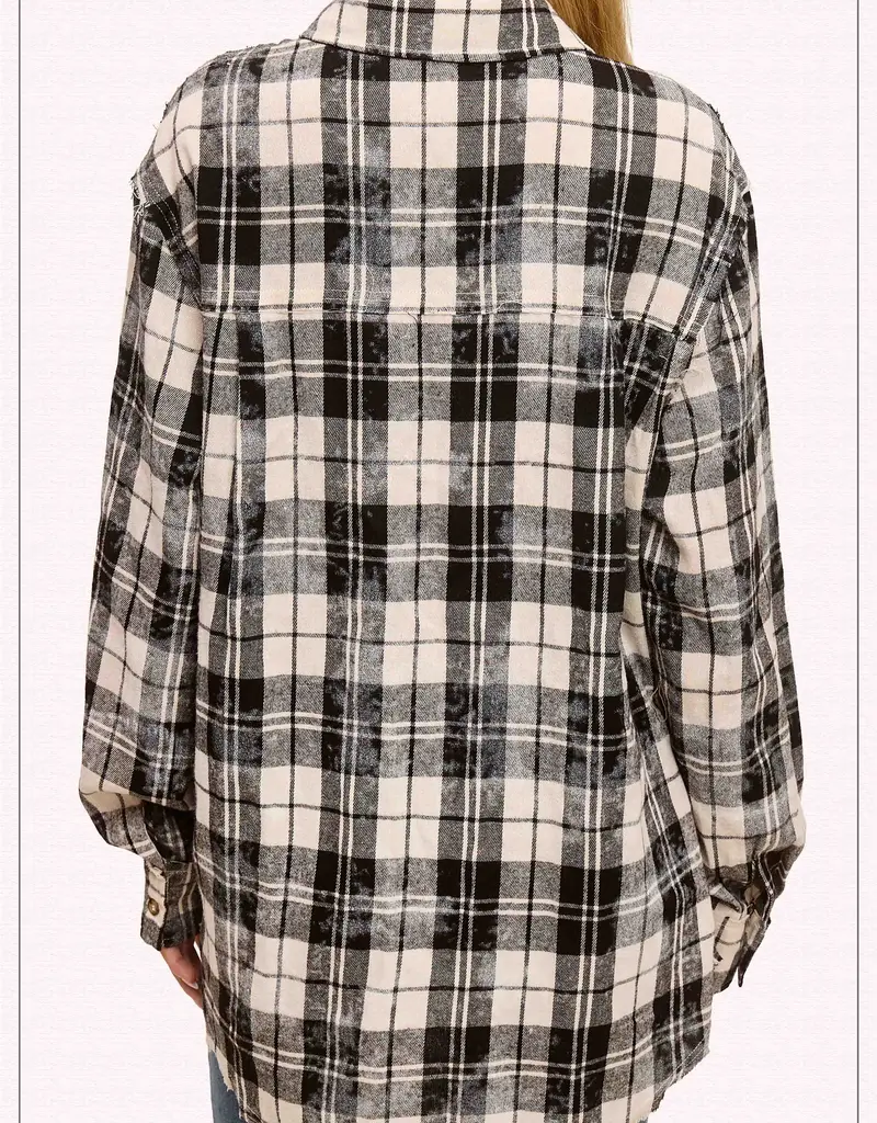 509 Broadway Acid Wash Button Down Plaid