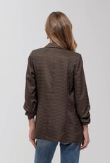 509 Broadway Plaid Ruched Sleeve Blazer