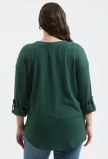 509 Broadway Plus 3/4 Tab Sleeve Henley Top